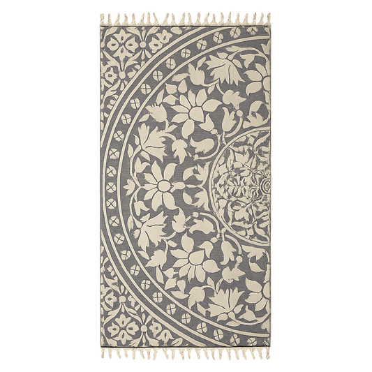 Kikoya - Mandala Turkish Cotton Bath Towel: Black