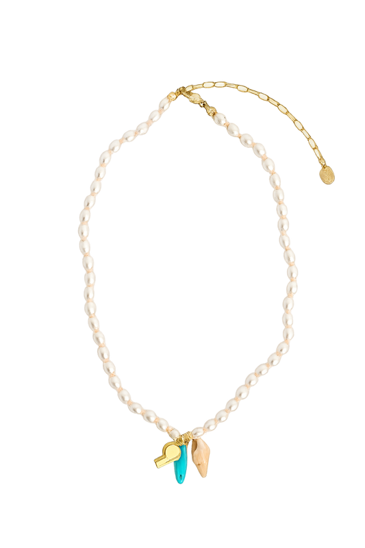 Clare v - Freshwater Pearl Charm Necklace: Mult Color