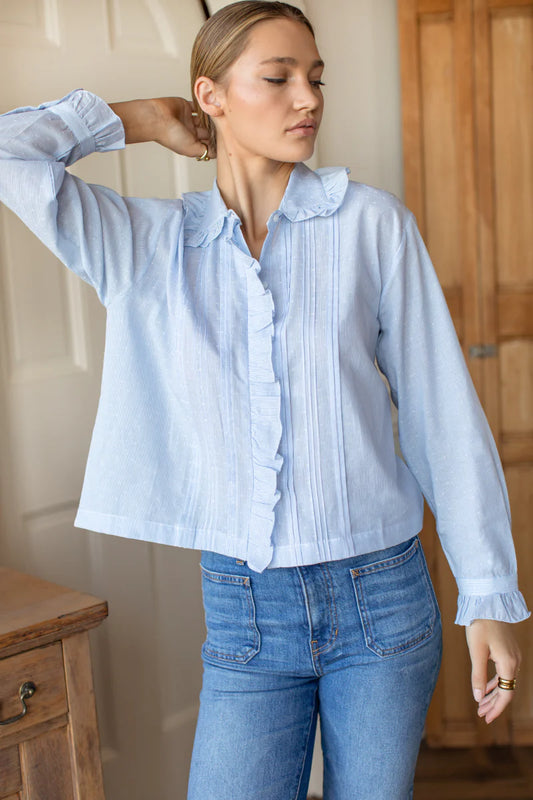 Emerson Fry - French Heirloom Shirt: Azure Clouds