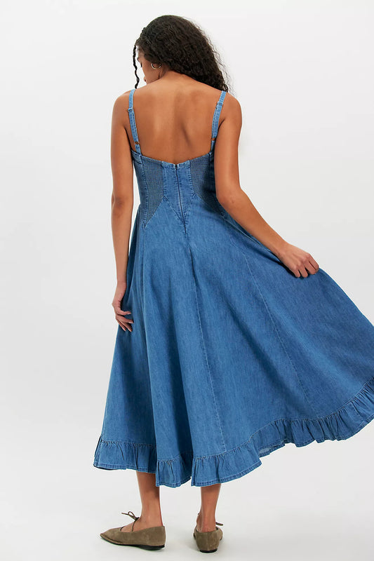 Free People Another Season Midi in Boardwalk Blue