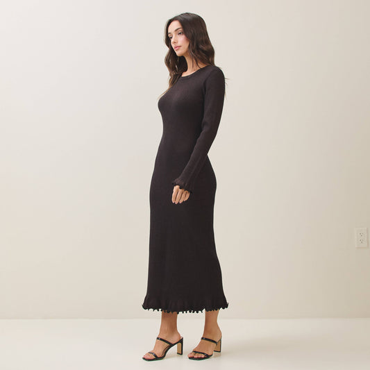 Able -Metallic lettuce edge knit dress