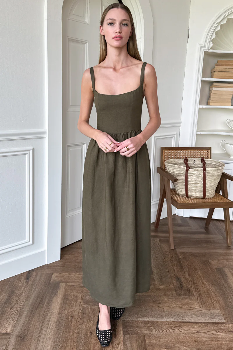Emerson Fry Jour Maxi Dress Martini Olive