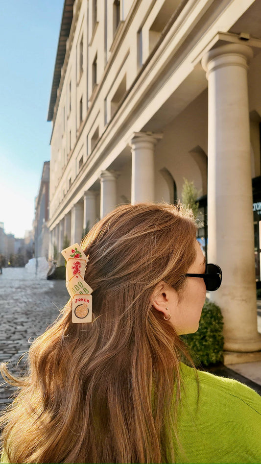 Solar Eclipse - Hand-painted Mahjong Claw Hair Clip | Eco-Friendly