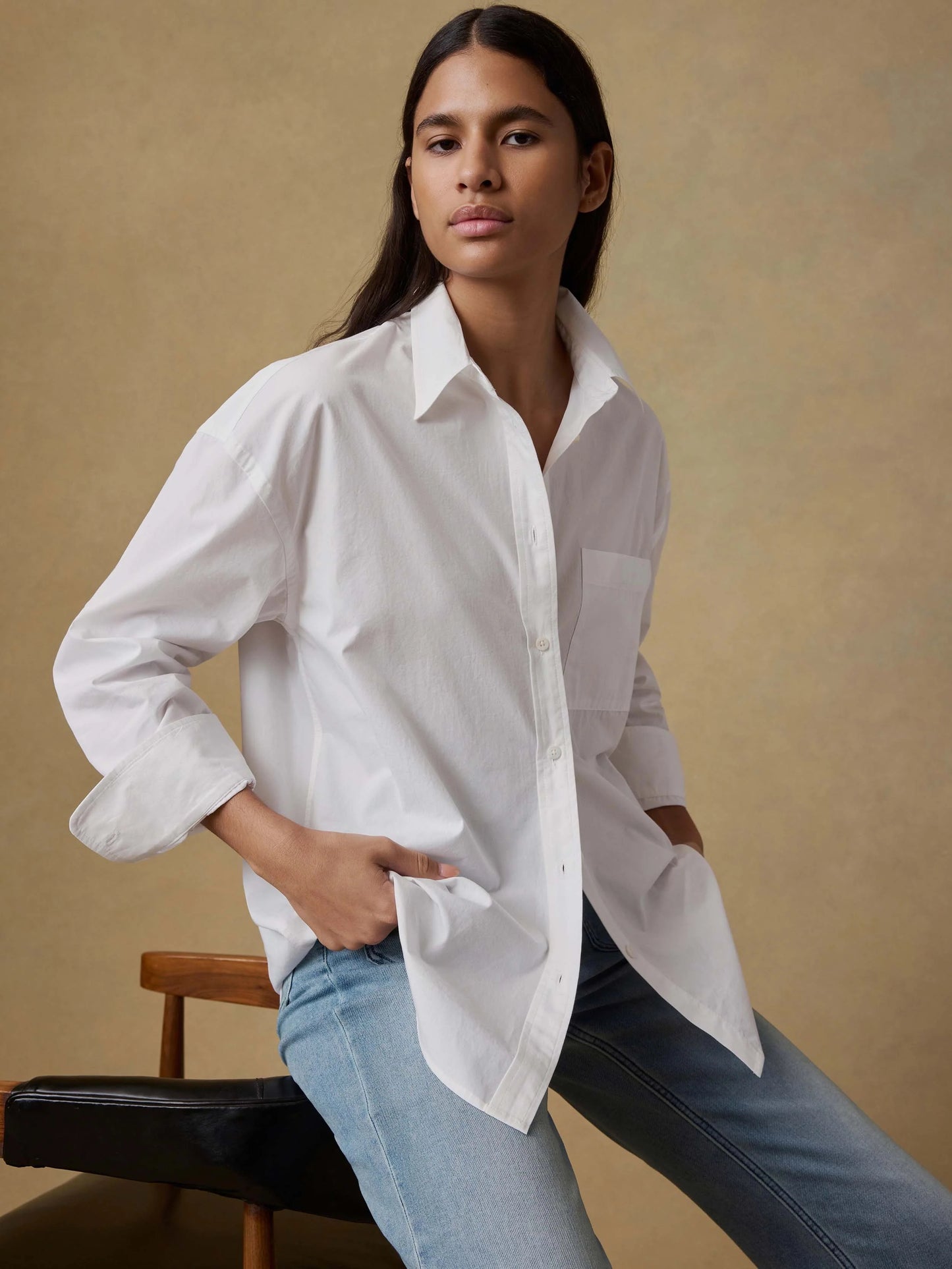 Faherty-Coastal Poplin Relaxed Shirt - White