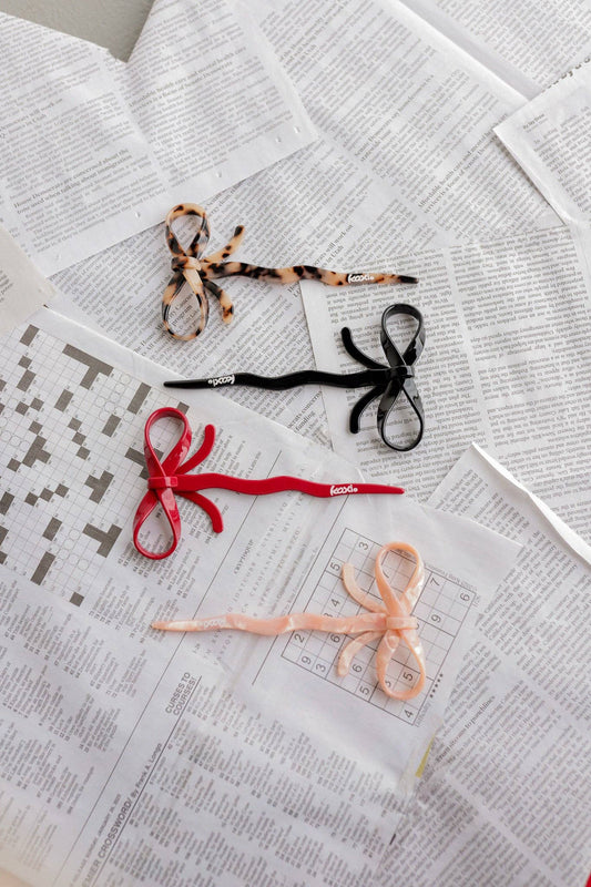 BOW FRENCH PINS ( PACK OF 2 ): BLACK & TORTOISE