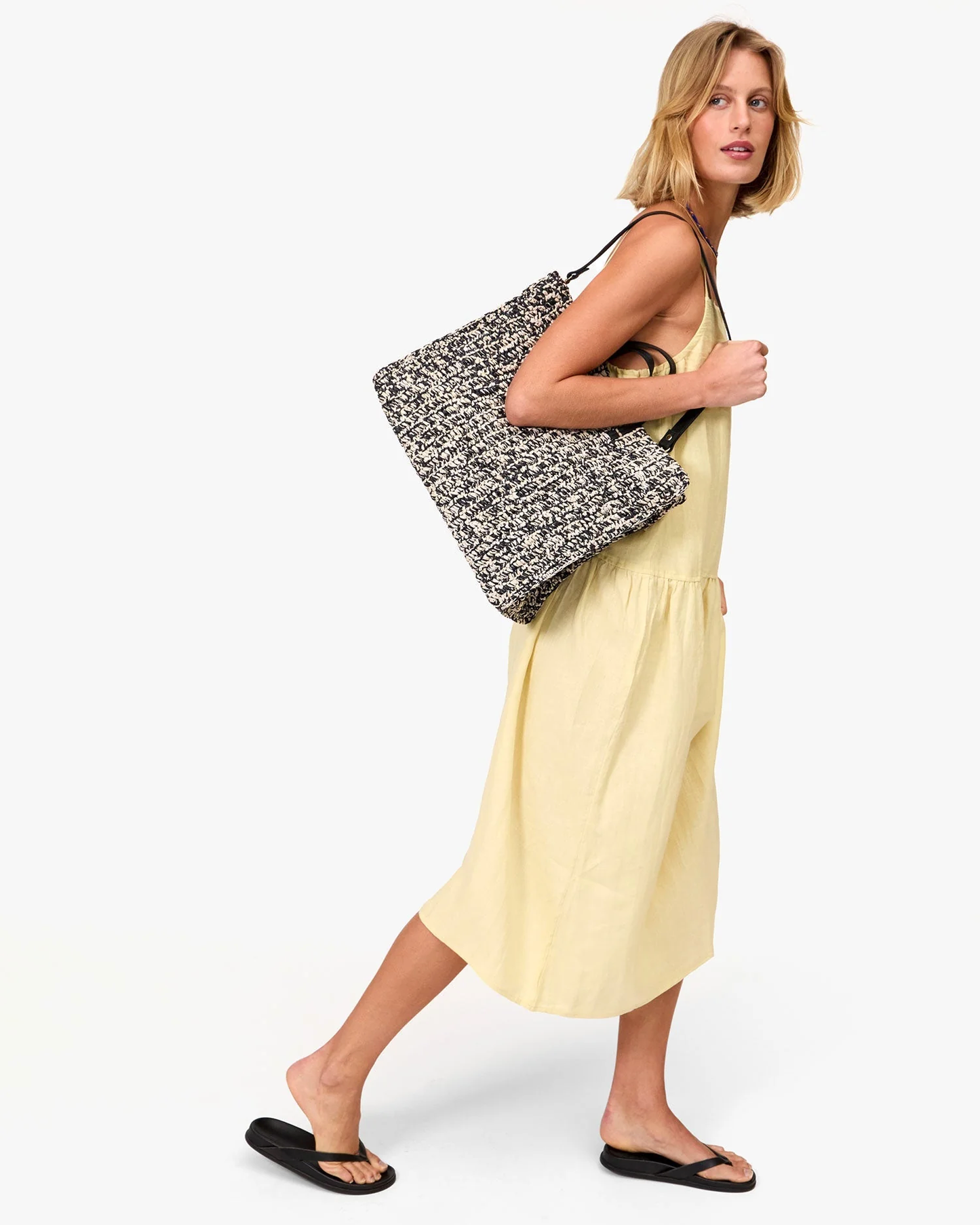 Clare V Summer Simple Tote Black Cream