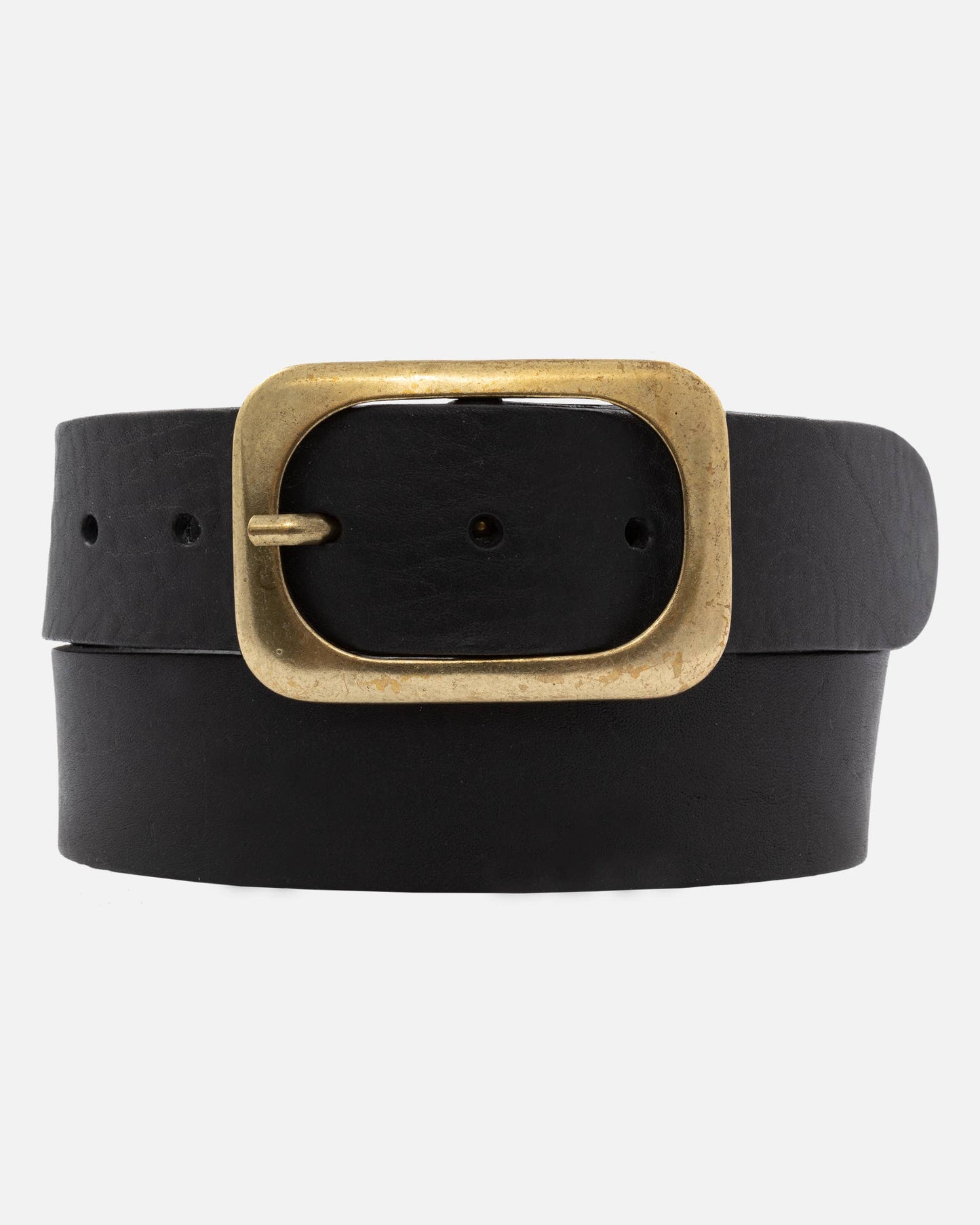 Amsterdam Heritage Belts - Jodi | Gold Buckle Classic Leather Belt Women-BLACK