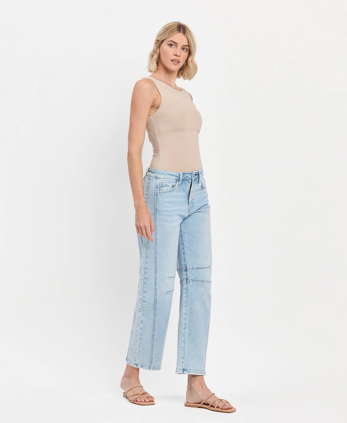 High Rise Light Wash Barrel Leg Jeans - Northern Lights