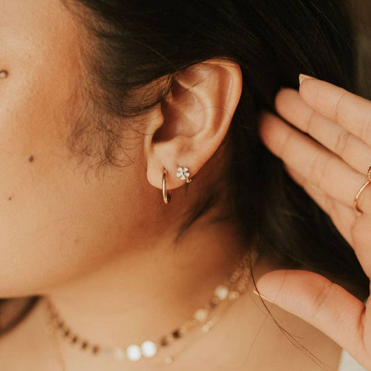 Mauve Jewelry Co. - Flower Mini Hoops: Silver