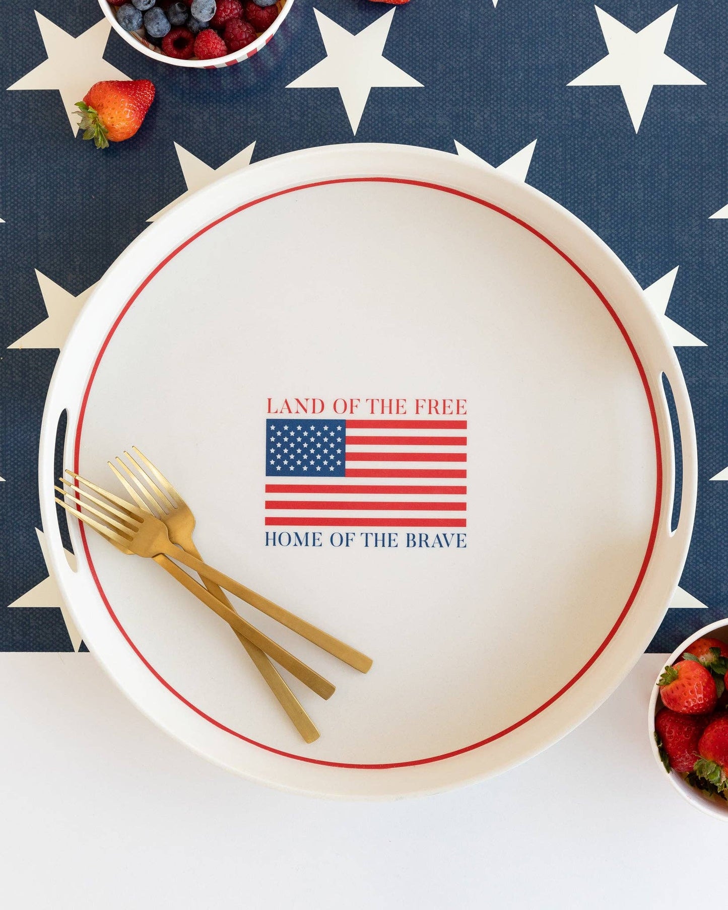 My Mind’s Eye - SSP923 - Land of the Brave Reusable Bamboo Round Serving Tray
