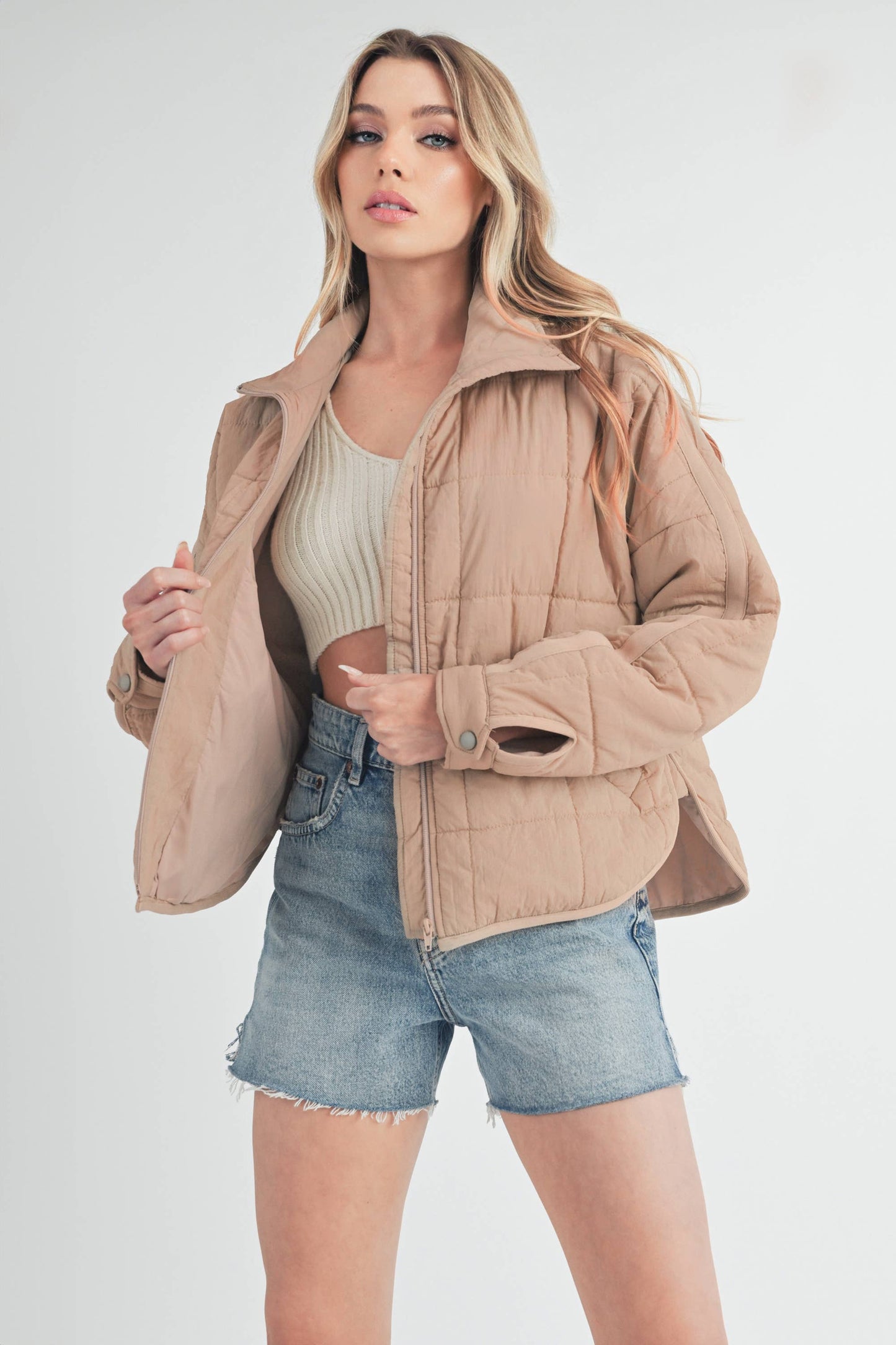 Bebe Puffer Jacket: White