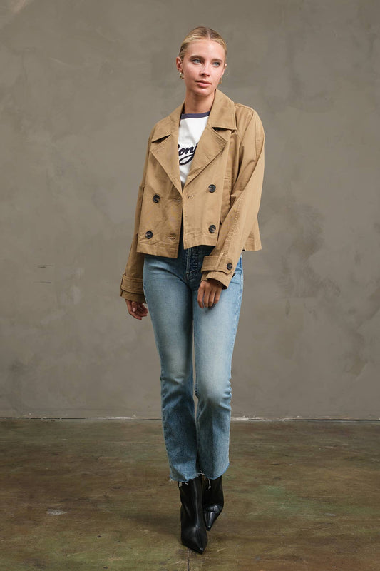 RAISONNEL - Short Double-Breasted Trench Jacket
