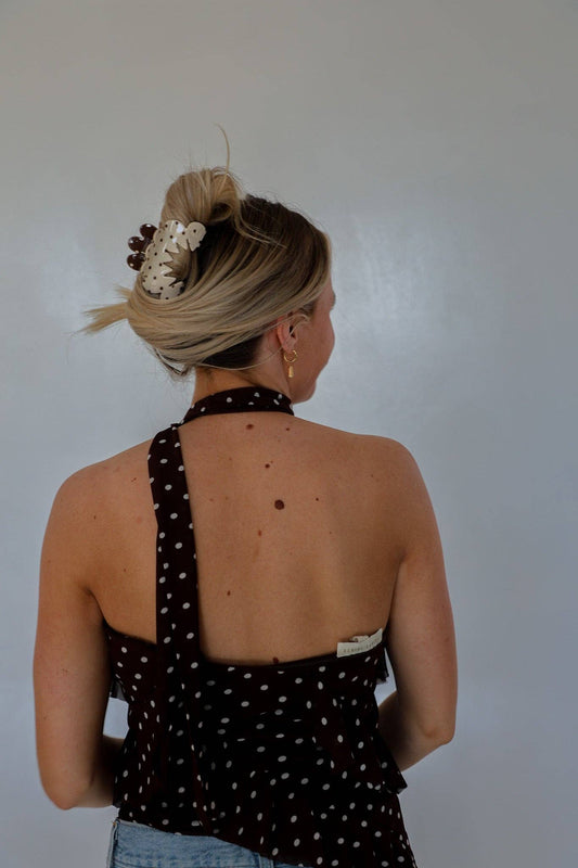 KAXI - BROWN & CREAM PETAL ARCH CLAW: OVERSIZED