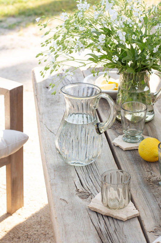 Villa Lua Home - Handblown Fluted Tumbler: Small, Flat Bottom