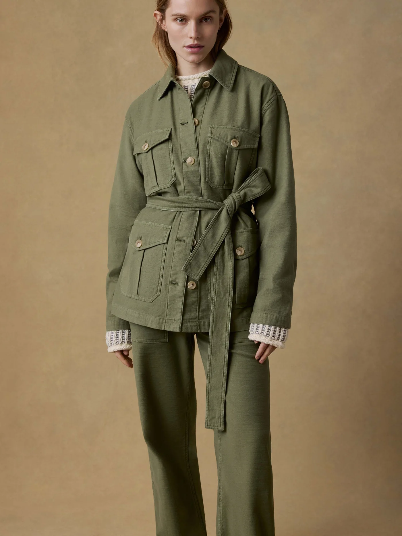 Faherty-Soft Stretch Twill Safari Jacket - Moss
