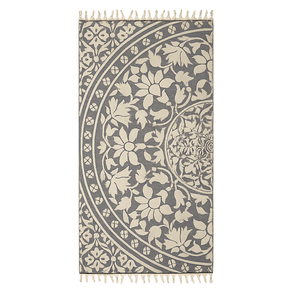 Kikoya - Mandala Turkish Cotton Bath Towel: Black