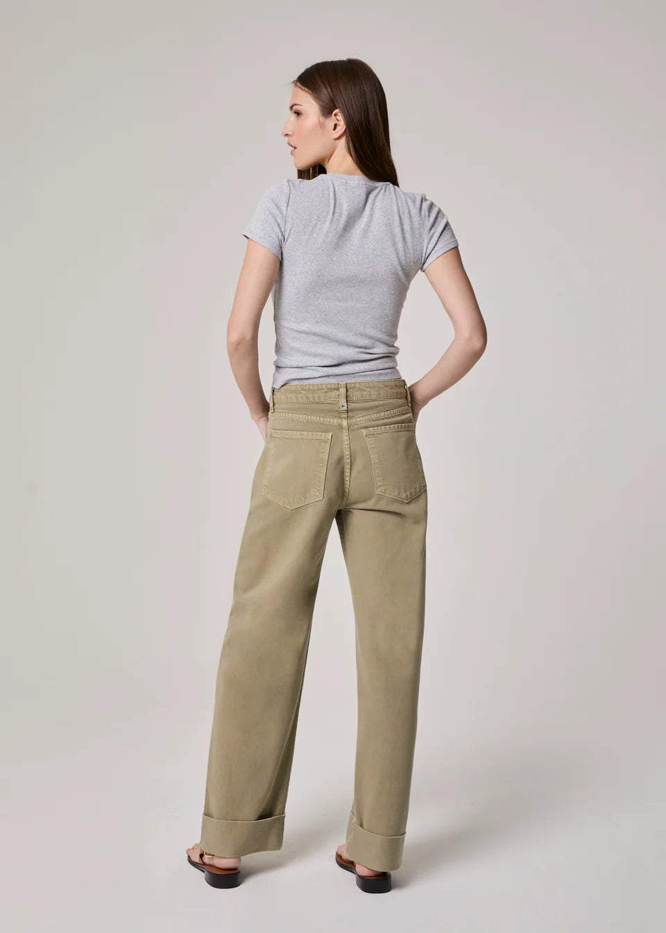 Edyson Vincent High Rise Raw Hem Jean: Moss