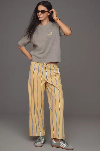Clare V. Short Sleeve Sweatshirt - Oui Grey/Yellow