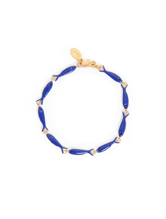 Clare V - Enamel Sardine Bracelet: Cobalt