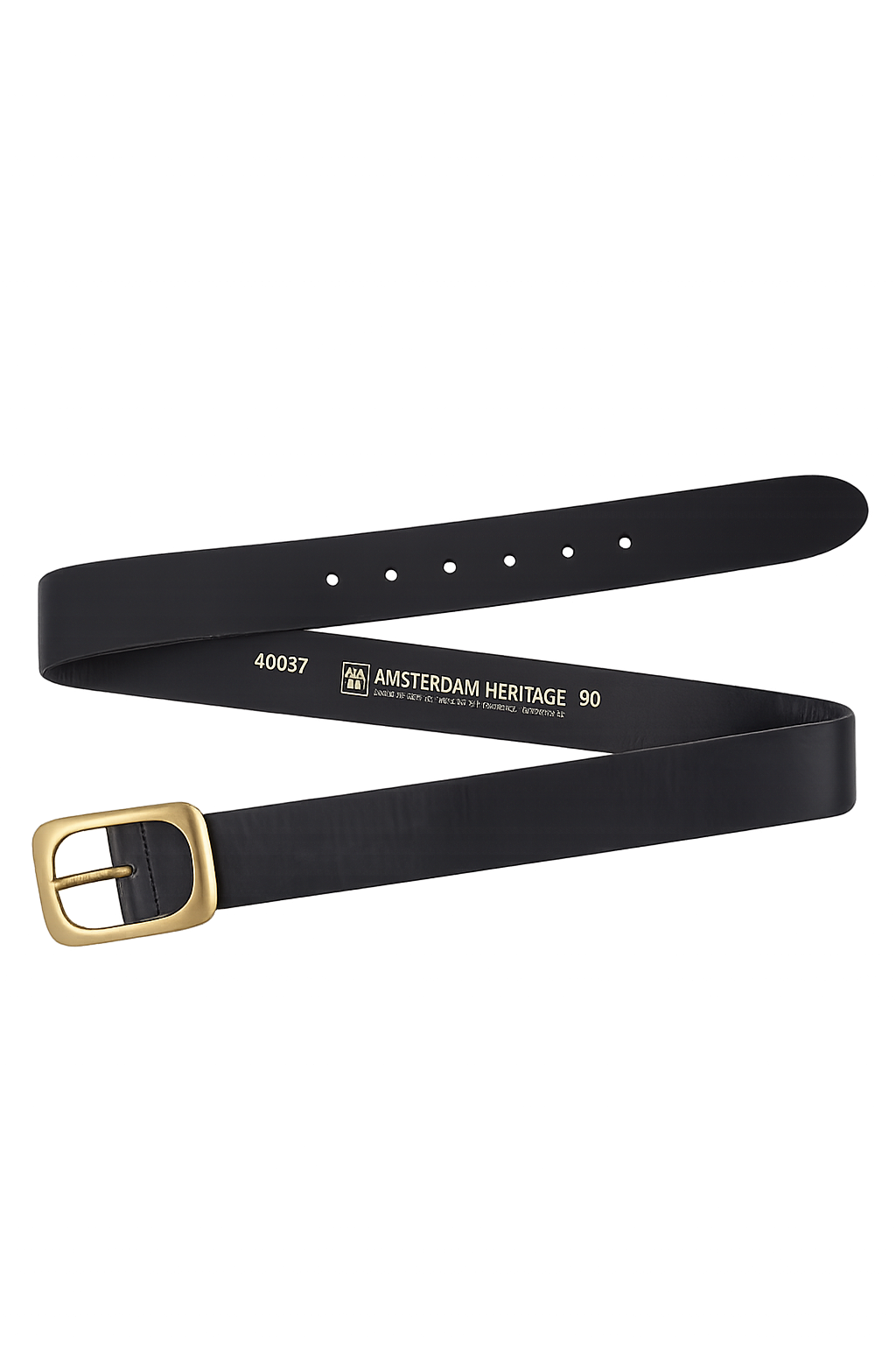 Amsterdam Heritage - Jodi Leather Belt: Black with Gold Buckle