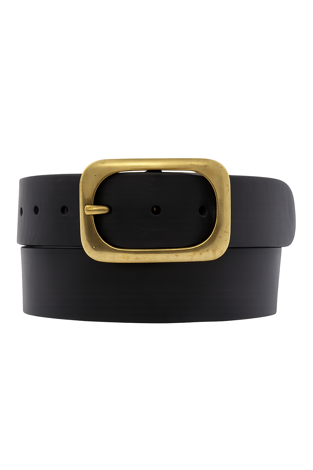 Amsterdam Heritage - Jodi Leather Belt: Black with Gold Buckle