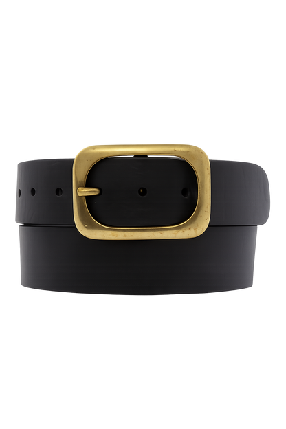 Amsterdam Heritage - Jodi Leather Belt: Black with Gold Buckle