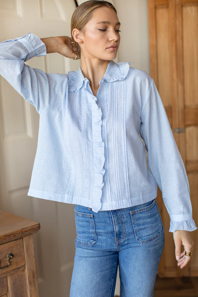 Emerson Fry - French Heirloom Shirt: Azure Clouds