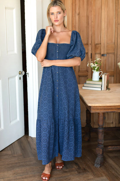 Emerson Fry-Santiago 4 Maxi Dress - Blue Indigo Eyelet