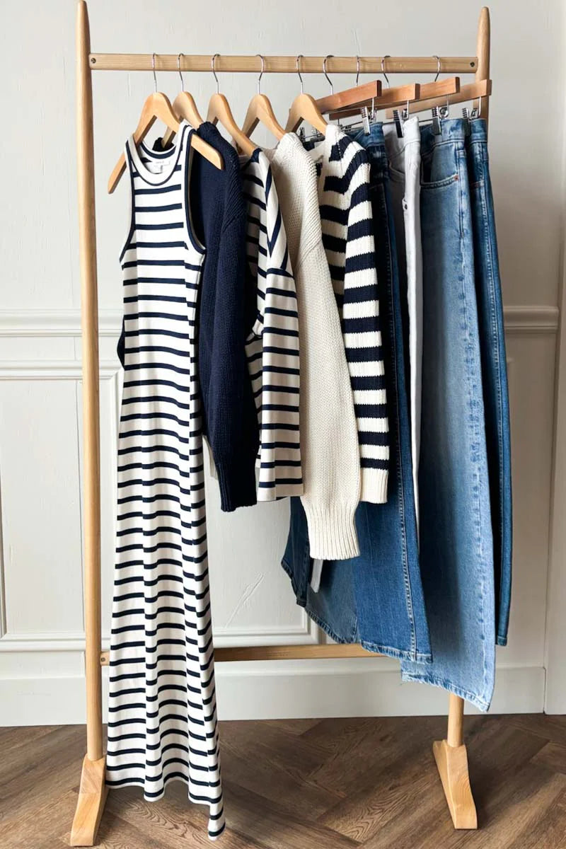 Emerson Fry Racerback Tank Dress Maxi Navy Stripe