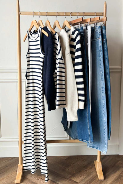 Emerson Fry Racerback Tank Dress Maxi Navy Stripe