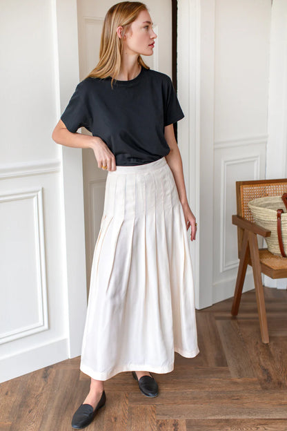 Emerson Fry Atelier Pleated Maxi Skirt Arctic Wolf