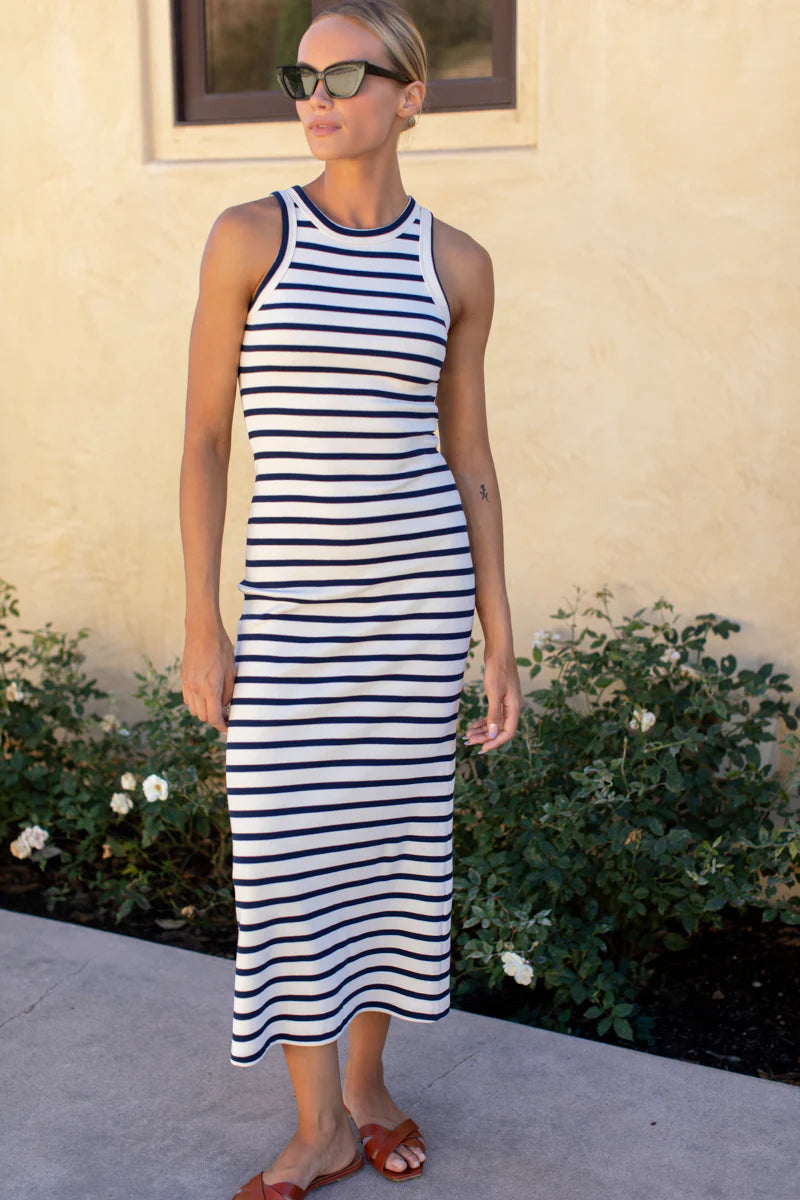 Emerson Fry Racerback Tank Dress Maxi Navy Stripe