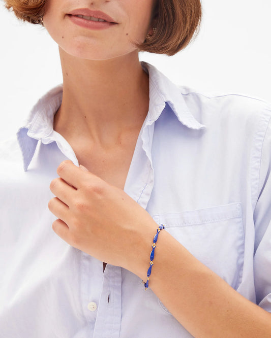 Clare V - Enamel Sardine Bracelet: Cobalt