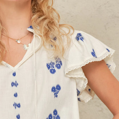 M.A.B.E. Iris Woven Frill Top