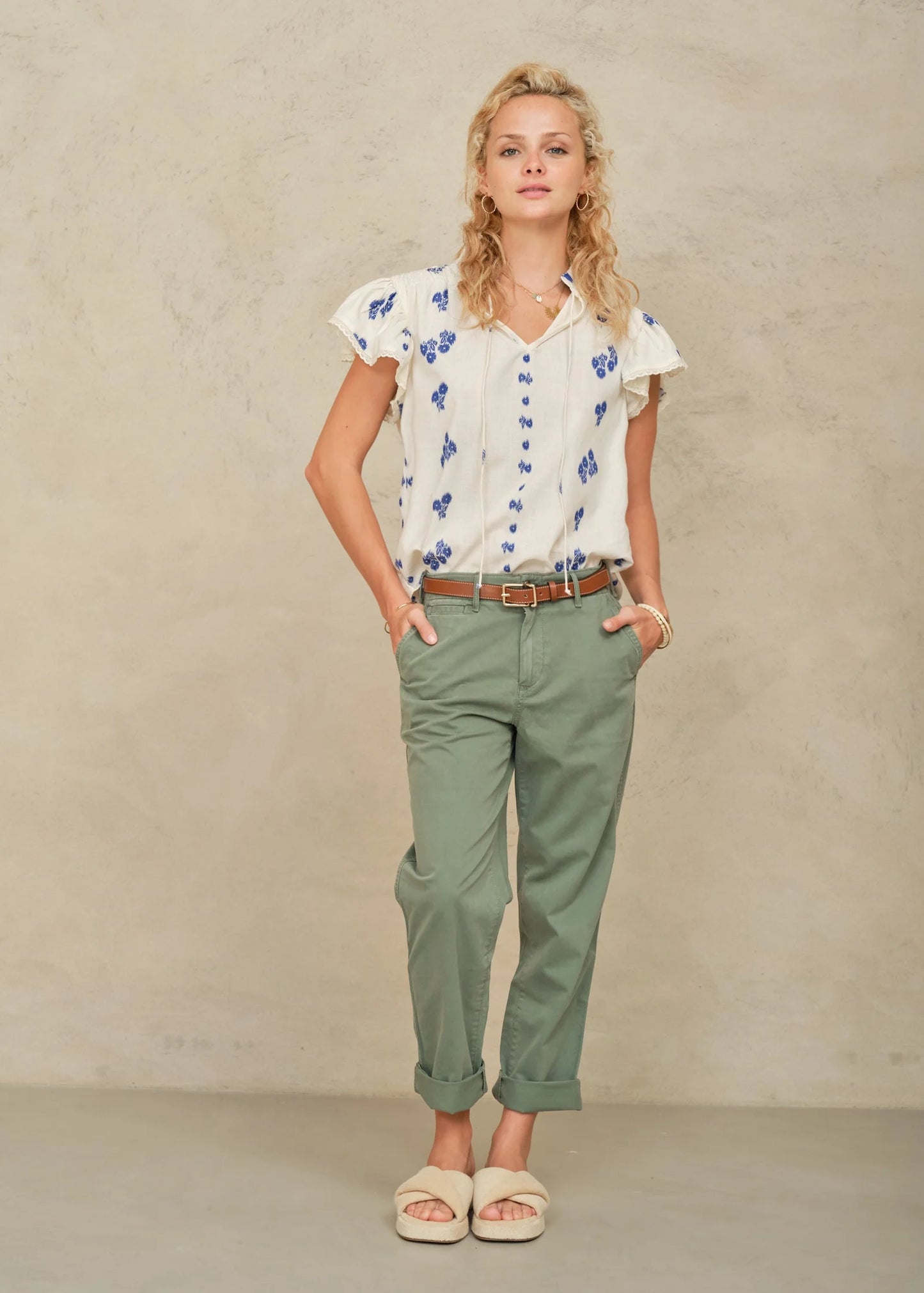 M.A.B.E. Iris Woven Frill Top