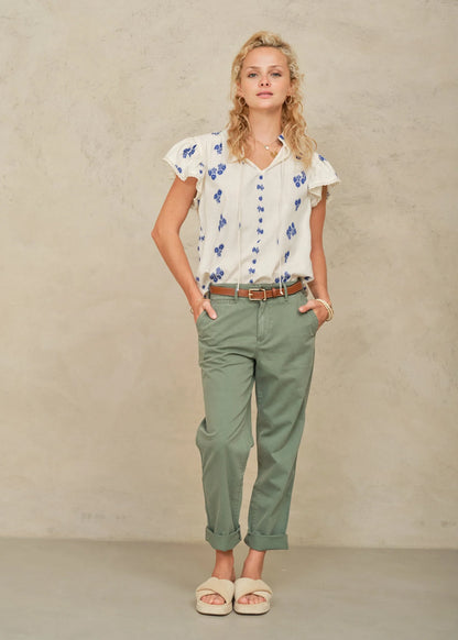 M.A.B.E. Iris Woven Frill Top