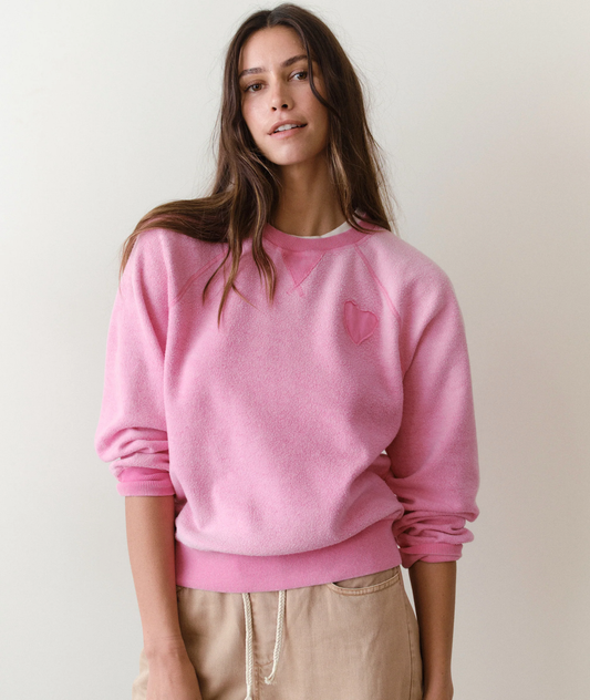 MARINE LAYER-CLOUD 9 FLEECE REVERSIBLE CREWNECK HEART