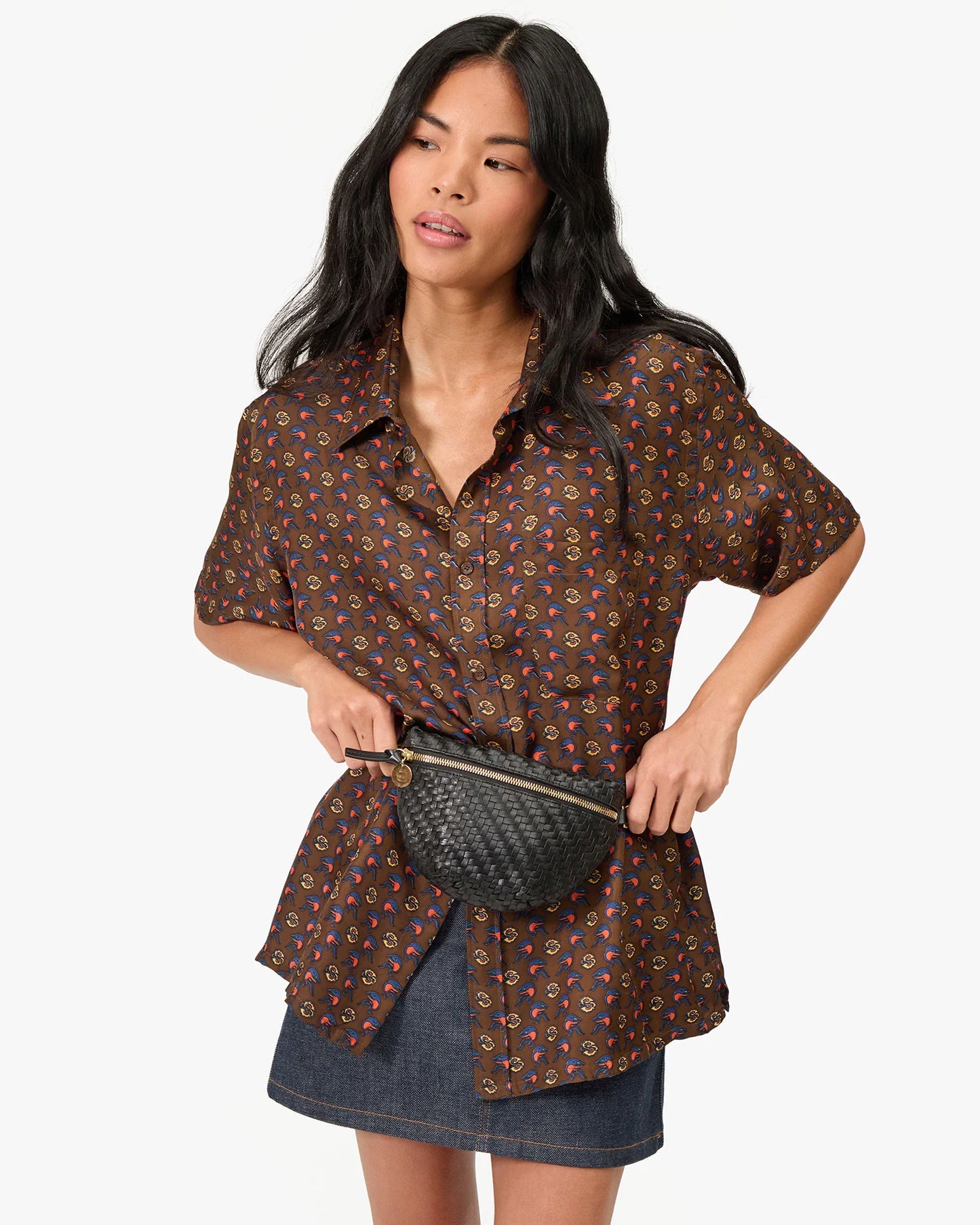 Clare V. - Petite Fanny Woven Zig Zag