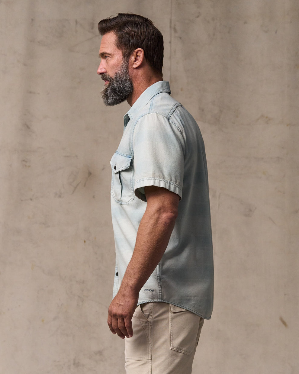 Lightweight Alaskan Guide Shirt with Short Sleeves by Filson Indigo Plaid