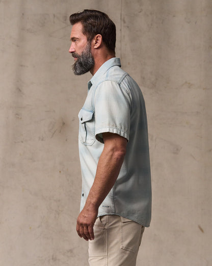 Lightweight Alaskan Guide Shirt with Short Sleeves by Filson Indigo Plaid