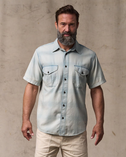 Lightweight Alaskan Guide Shirt with Short Sleeves by Filson Indigo Plaid