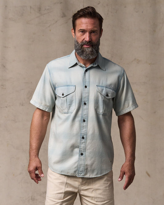 Lightweight Alaskan Guide Shirt with Short Sleeves by Filson Indigo Plaid