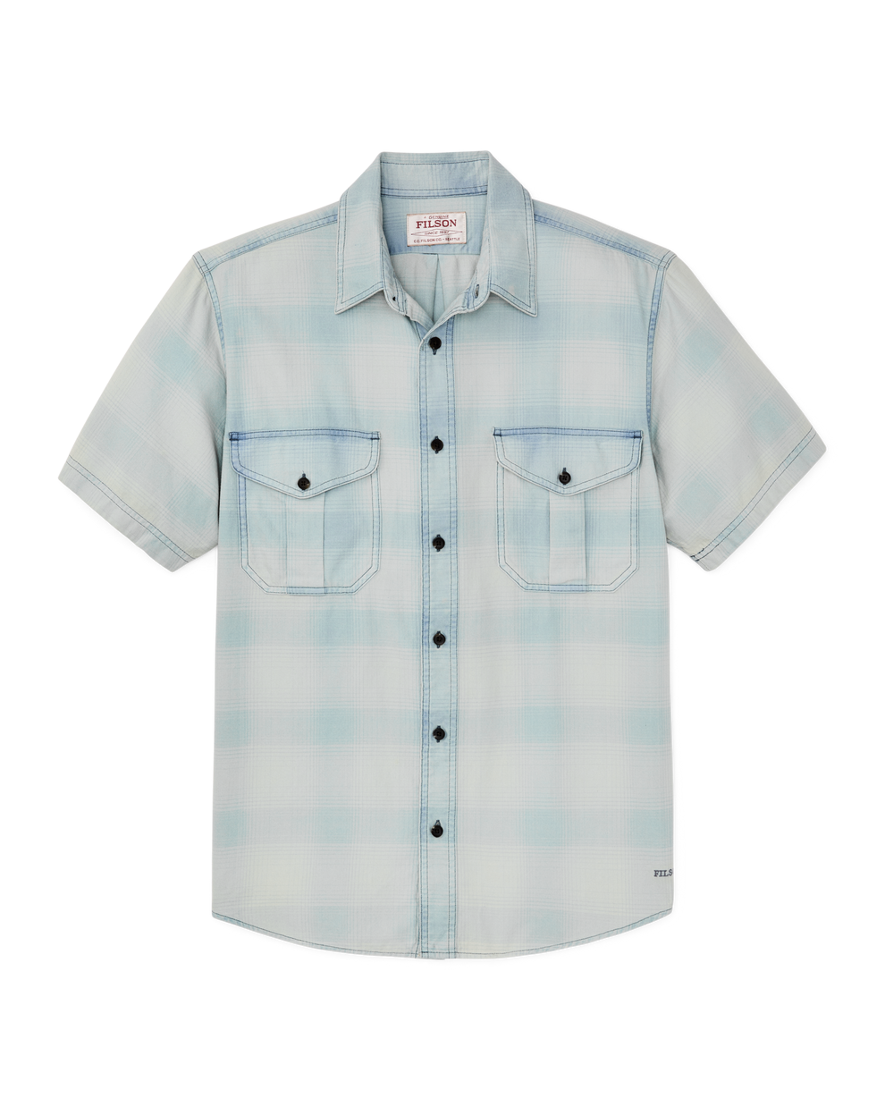 Lightweight Alaskan Guide Shirt with Short Sleeves by Filson Indigo Plaid