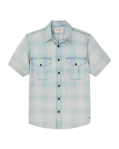 Lightweight Alaskan Guide Shirt with Short Sleeves by Filson Indigo Plaid