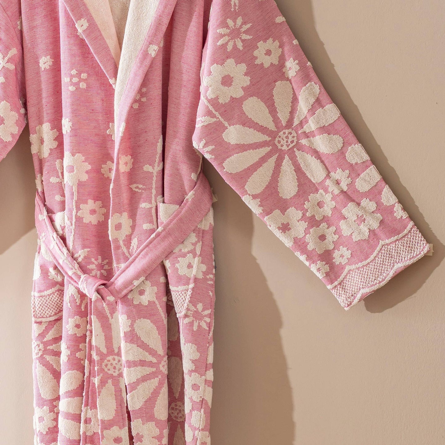 Kikoya - Turkish Cotton Hooded Robe: Fuchsia S/M