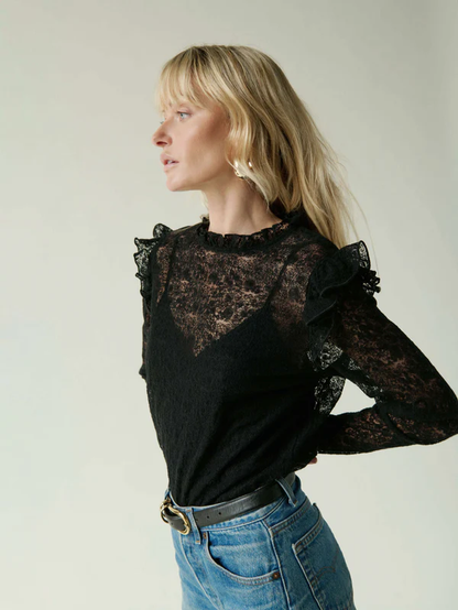 Nation Cara Lace Top Jet Black