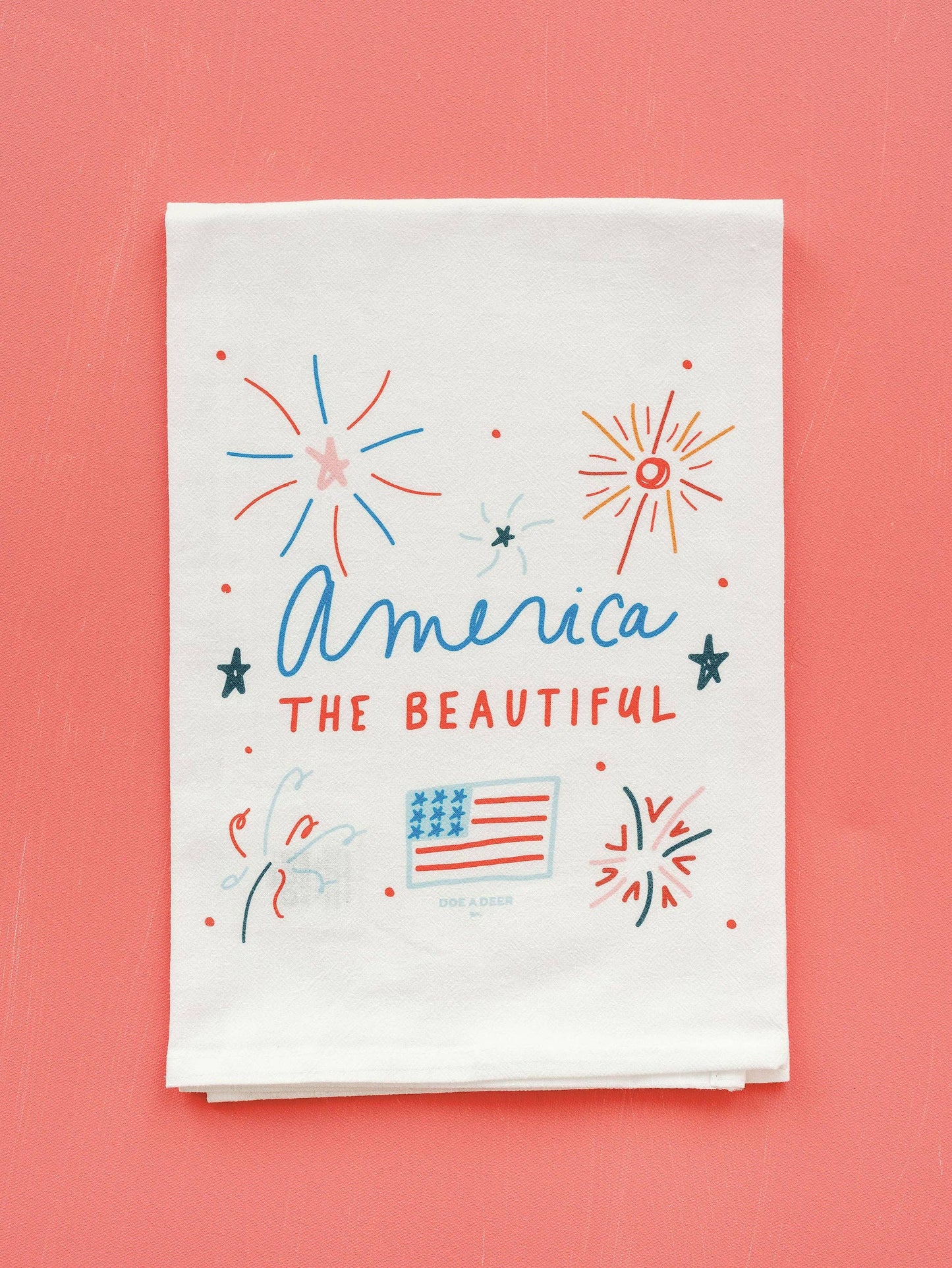 Doe A Deer - America The Beautiful Kitchen Tea Towel | 4th of July
