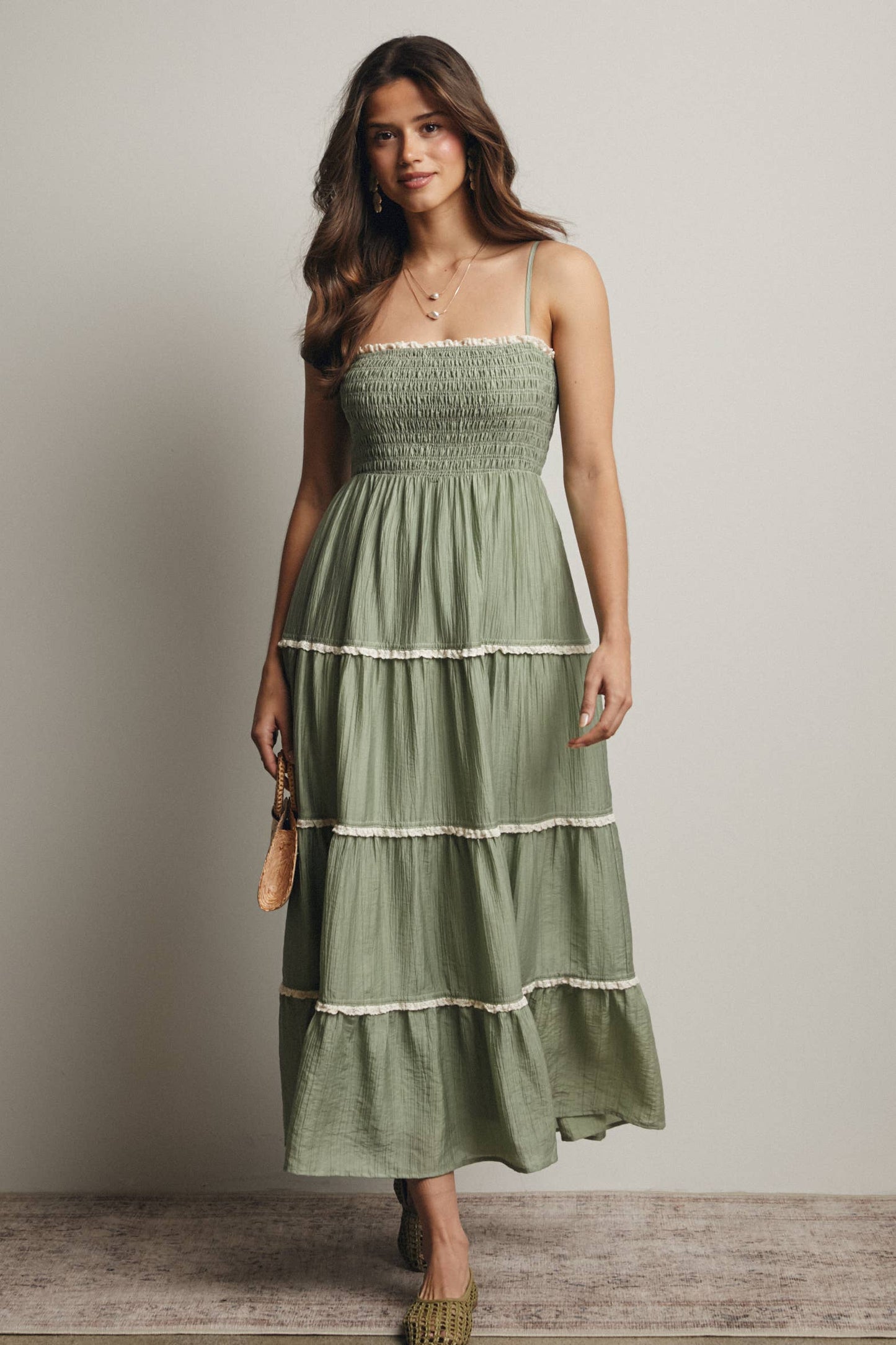 Forte - Smocked Tiered Maxi Dress, Periwinkle, Contemporary