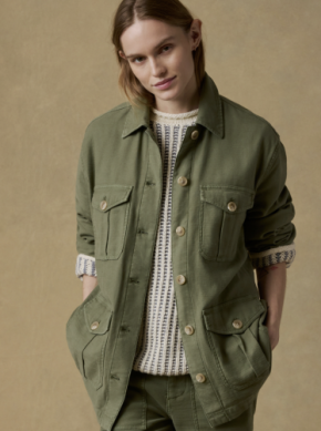 Faherty-Soft Stretch Twill Safari Jacket - Moss