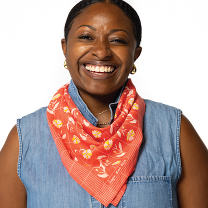Jenni Earle - Luxury Cotton Voile Bandana –“Hope Dies Last” mantra - poppy